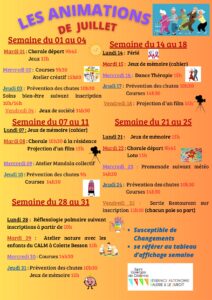 Animations juillet 2025