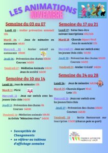 Animations du mois de novembre